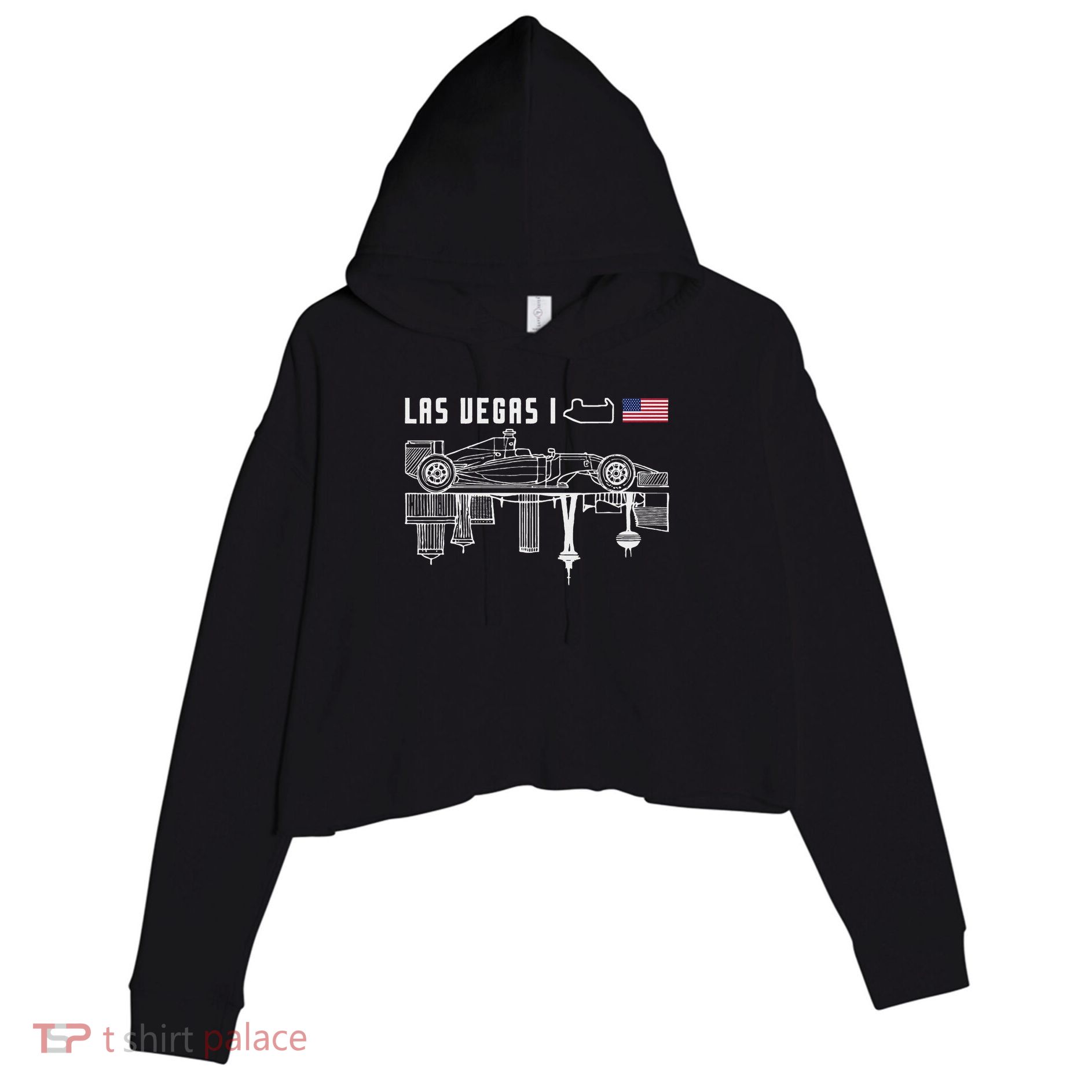 Las Vegas Circuit Us America Formula Racing Race Car Lovers Crop Fleece Hoodie