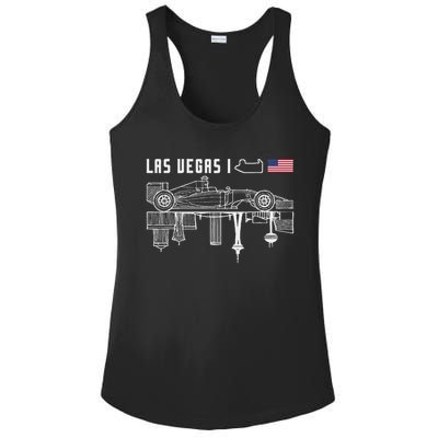 Las Vegas Circuit Us America Formula Racing Race Car Lovers Ladies PosiCharge Competitor Racerback Tank