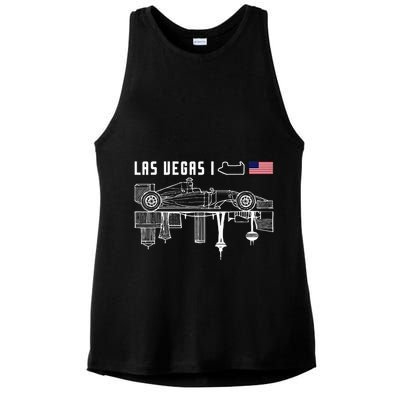 Las Vegas Circuit Us America Formula Racing Race Car Lovers Ladies PosiCharge Tri-Blend Wicking Tank