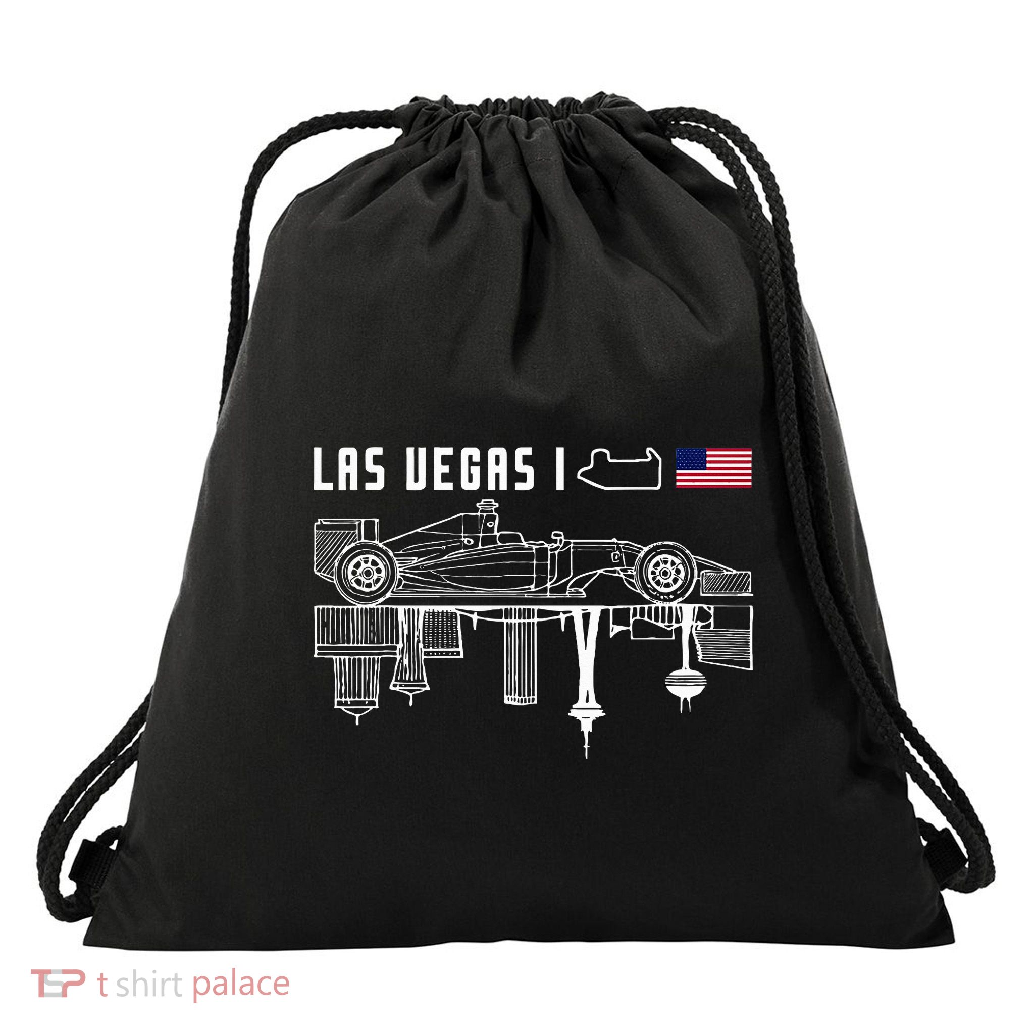 Las Vegas Circuit Us America Formula Racing Race Car Lovers Drawstring Bag