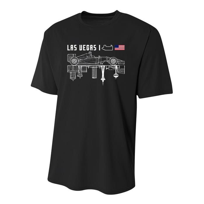 Las Vegas Circuit Us America Formula Racing Race Car Lovers Youth Performance Sprint T-Shirt