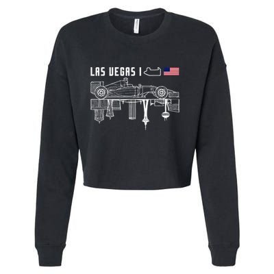 Las Vegas Circuit Us America Formula Racing Race Car Lovers Cropped Pullover Crew