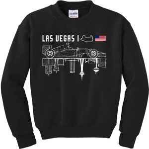 Las Vegas Circuit Us America Formula Racing Race Car Lovers Kids Sweatshirt