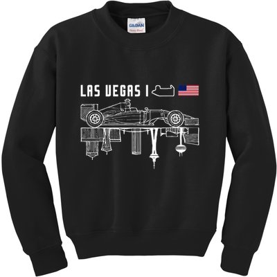 Las Vegas Circuit Us America Formula Racing Race Car Lovers Kids Sweatshirt