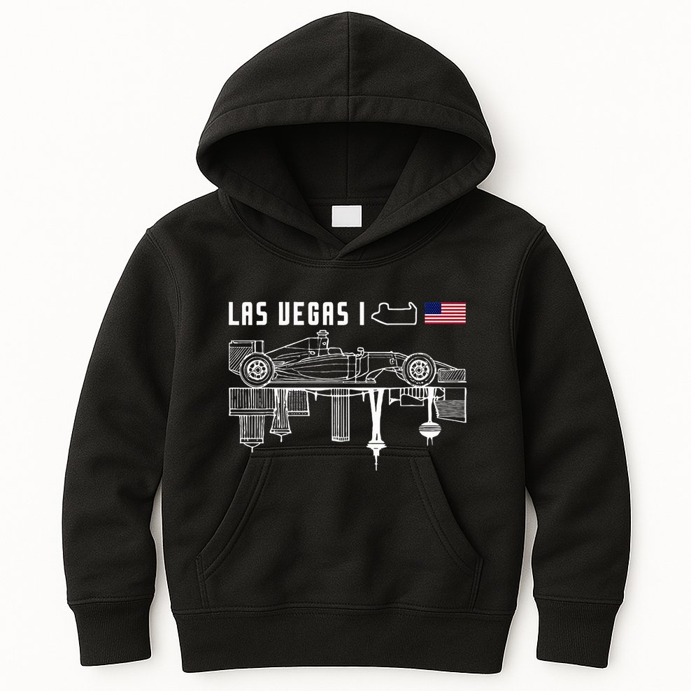 Las Vegas Circuit Us America Formula Racing Race Car Lovers Kids Hoodie