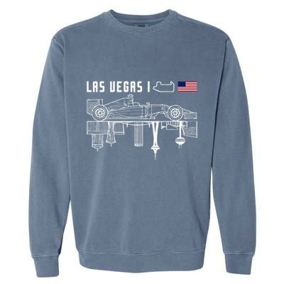 Las Vegas Circuit Us America Formula Racing Race Car Lovers Garment-Dyed Sweatshirt
