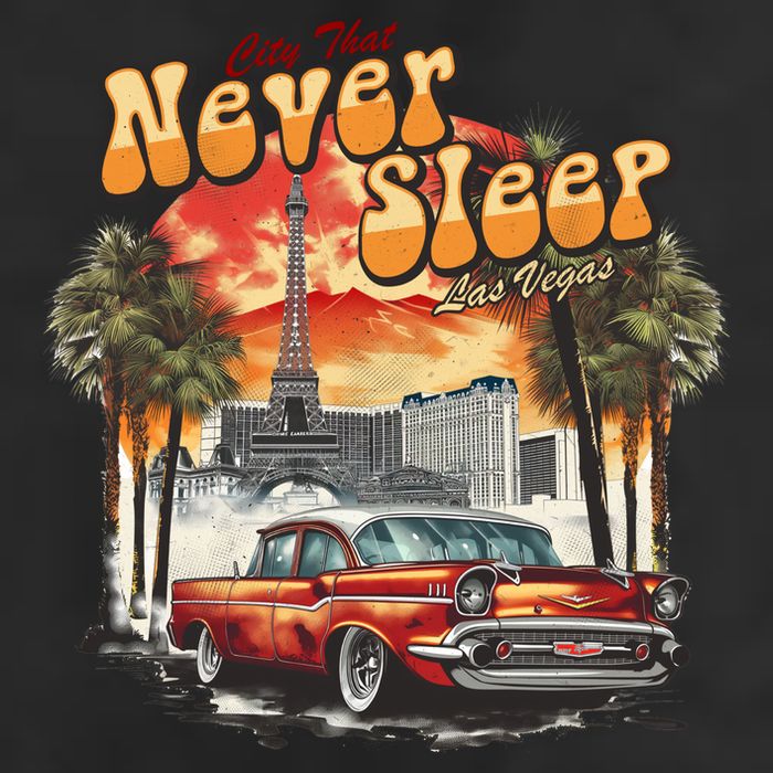 Las Vegas City That Never Sleeps 7 Panel Mesh Trucker Snapback Hat