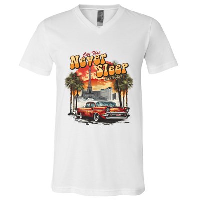 Las Vegas City That Never Sleeps V-Neck T-Shirt