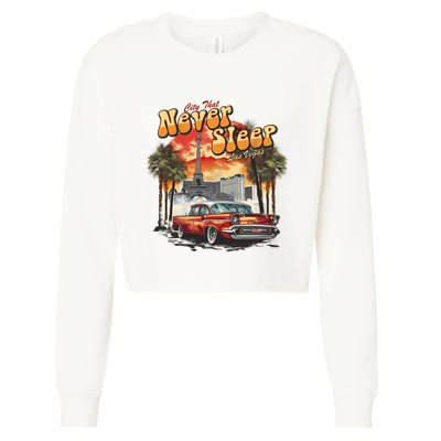 Las Vegas City That Never Sleeps Cropped Pullover Crew