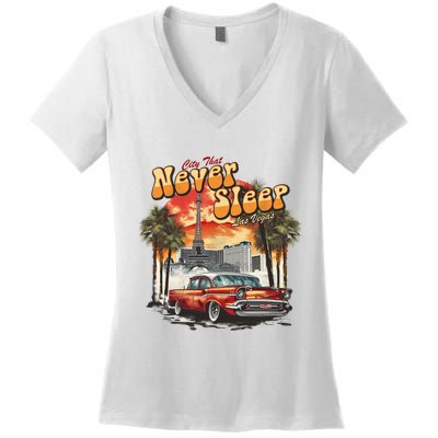 Las Vegas City That Never Sleeps Women's V-Neck T-Shirt