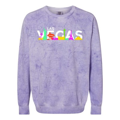 Las Vegas Colorful Skyline Colorblast Crewneck Sweatshirt