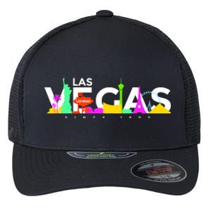 Las Vegas Colorful Skyline Flexfit Unipanel Trucker Cap