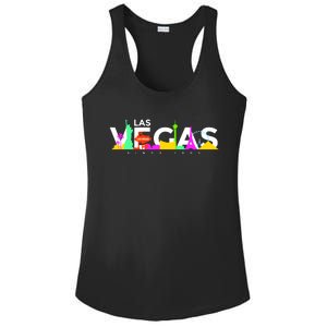 Las Vegas Colorful Skyline Ladies PosiCharge Competitor Racerback Tank