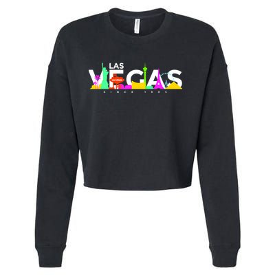 Las Vegas Colorful Skyline Cropped Pullover Crew