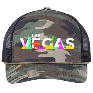 Las Vegas Colorful Skyline Retro Rope Trucker Hat Cap