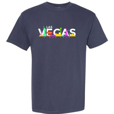 Las Vegas Colorful Skyline Garment-Dyed Heavyweight T-Shirt