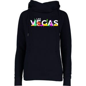 Las Vegas Colorful Skyline Womens Funnel Neck Pullover Hood