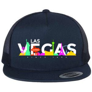 Las Vegas Colorful Skyline Flat Bill Trucker Hat