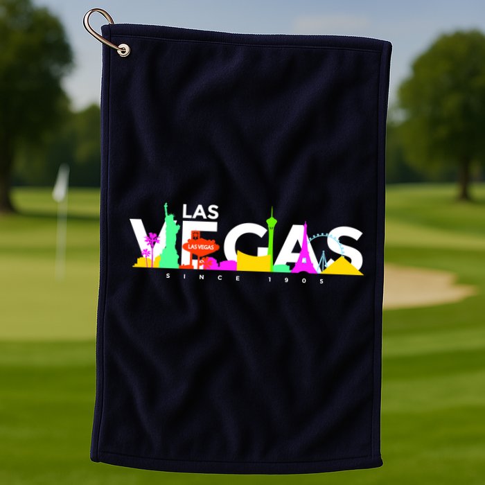 Las Vegas Colorful Skyline Golf Towel