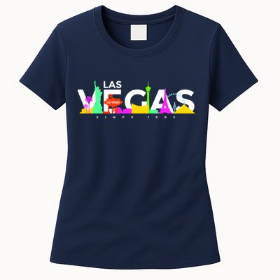 Las Vegas Colorful Skyline Womens T-Shirt