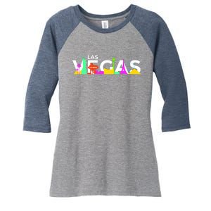 Las Vegas Colorful Skyline Women's Tri-Blend 3/4-Sleeve Raglan Shirt