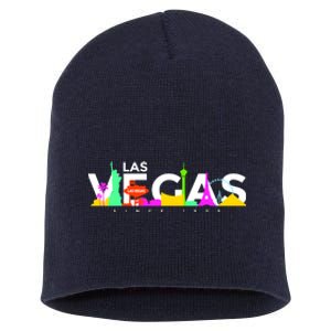 Las Vegas Colorful Skyline Short Acrylic Beanie