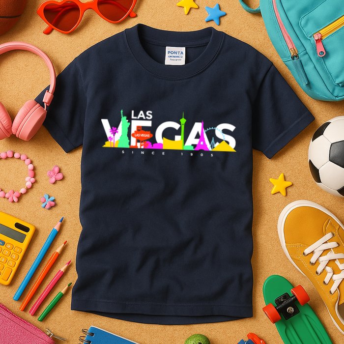 Las Vegas Colorful Skyline Kids T-Shirt