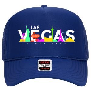 Las Vegas Colorful Skyline High Crown Mesh Back Trucker Hat