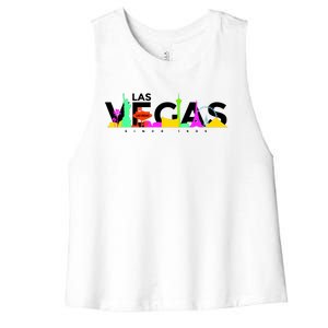 Las Vegas Colorful Skyline Women's Racerback Cropped Tank