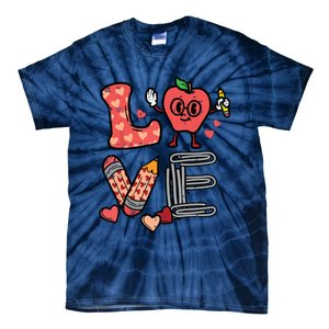 Love Valentines Day Apple Retro School Prek Teacher Tie-Dye T-Shirt