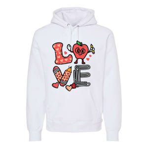 Love Valentines Day Apple Retro School Prek Teacher Premium Hoodie