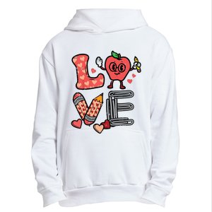 Love Valentines Day Apple Retro School Prek Teacher Urban Pullover Hoodie