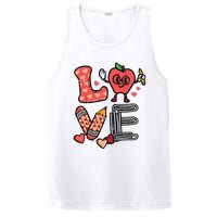 Love Valentines Day Apple Retro School Prek Teacher PosiCharge Competitor Tank