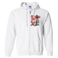 Love Valentines Day Apple Retro School Prek Teacher Full Zip Hoodie