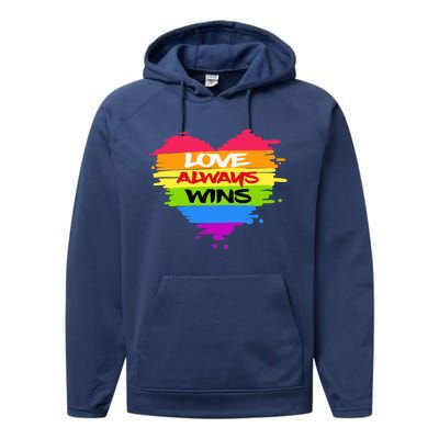 Lgbtq Valentines Day Love Always Wins Gift Performance Fleece Hoodie