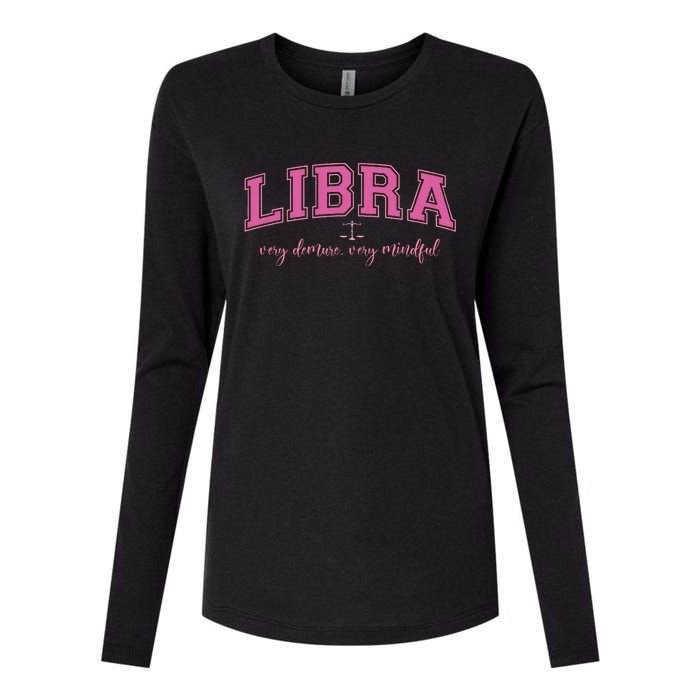 Libra Very Demure Very Mindful Zodiac Astrology Birthday Womens Cotton Relaxed Long Sleeve T-Shirt