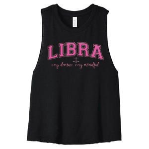 Libra Very Demure Very Mindful Zodiac Astrology Birthday Women's Racerback Cropped Tank