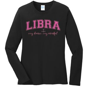 Libra Very Demure Very Mindful Zodiac Astrology Birthday Ladies Long Sleeve Shirt