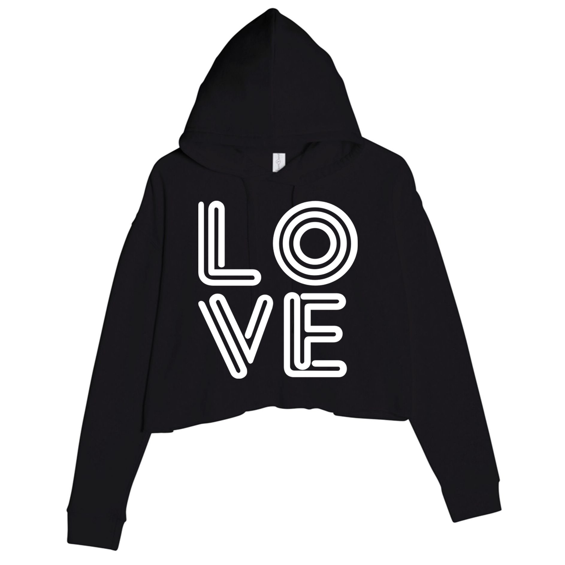 Love Valentines Day Word Logo Crop Fleece Hoodie