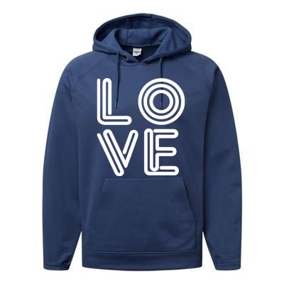 Love Valentines Day Word Logo Performance Fleece Hoodie