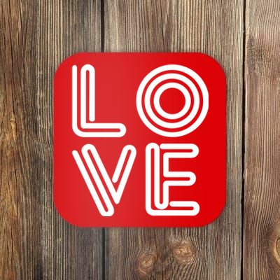 Love Valentines Day Word Logo Coaster