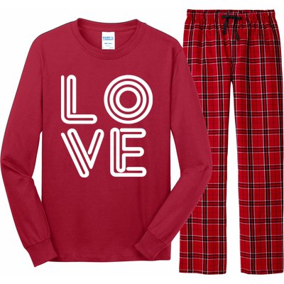 Love Valentines Day Word Logo Long Sleeve Pajama Set