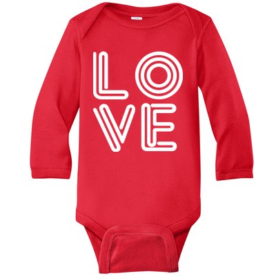 Love Valentines Day Word Logo Baby Long Sleeve Bodysuit