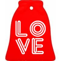 Love Valentines Day Word Logo Ceramic Bell Ornament