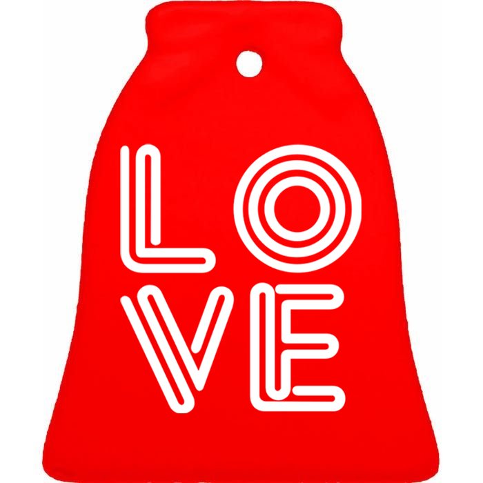 Love Valentines Day Word Logo Ceramic Bell Ornament