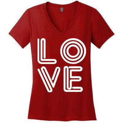 Love Valentines Day Word Logo Women's V-Neck T-Shirt