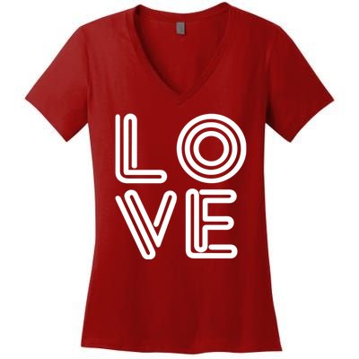 Love Valentines Day Word Logo Women's V-Neck T-Shirt