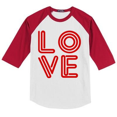 Love Valentines Day Word Logo Kids Colorblock Raglan Jersey