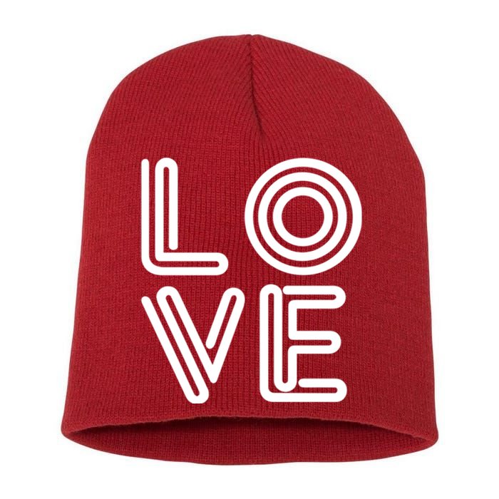 Love Valentines Day Word Logo Short Acrylic Beanie