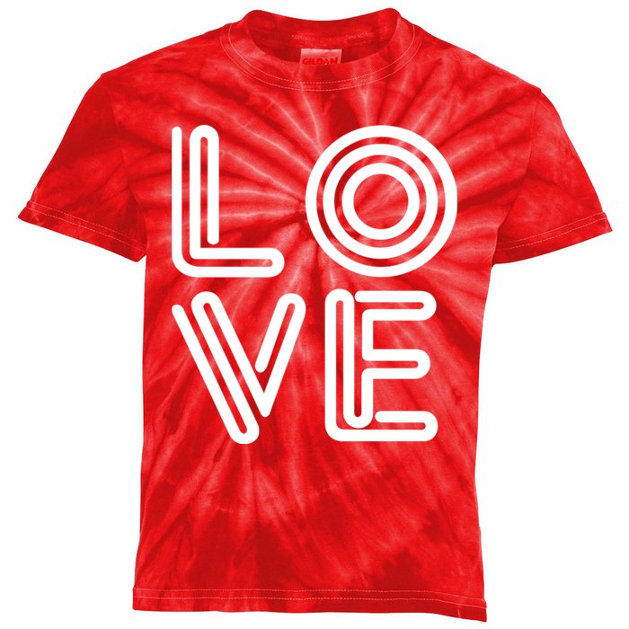 Love Valentines Day Word Logo Kids Tie-Dye T-Shirt